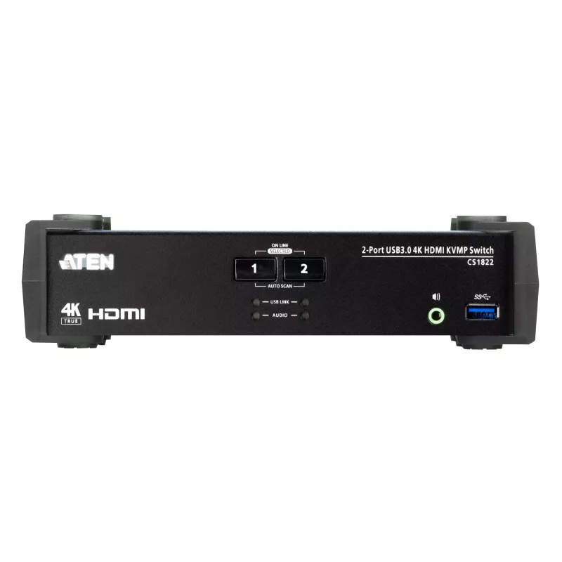 ATEN 2-Port USB 3.0 4K HDMI KVMP™ Switch with Audio Mixer Mode