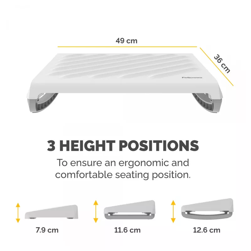Fellowes Foot Rest Under Desk - Breyta Foot Support Ergonomic Foot Rest with Textured Surface - Foot Rest Stool for Office & Home - White