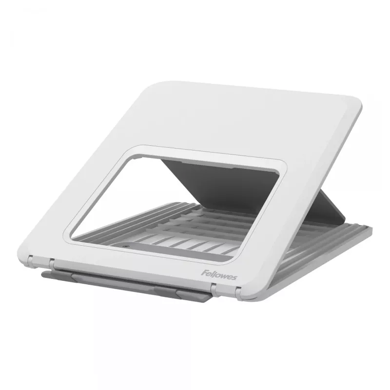 Fellowes Laptop Stand for Desk - Breyta Adjustable Laptop Riser for Home and Office - Portable Laptop Stand with 12 Height Adjustments - Max Laptop Size 14 inch, Max Weight 4KG - White