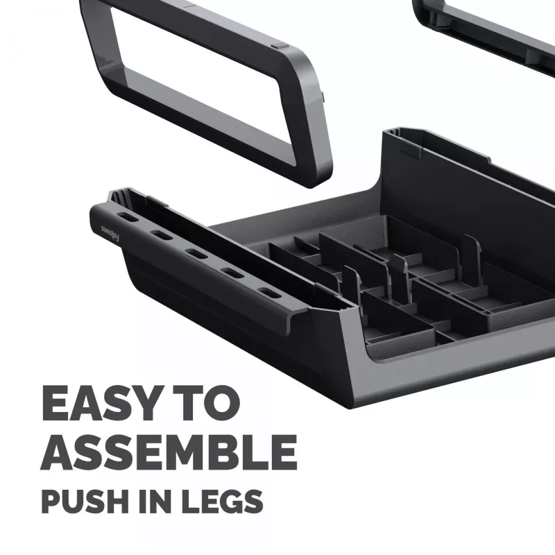 Fellowes Computer Monitor Stand with 3 Height Adjustments - Breyta Monitor Riser with Cable Management - Ergonomic Adjustable Monitor Stand for Computers - Max Weight 15KG - Black