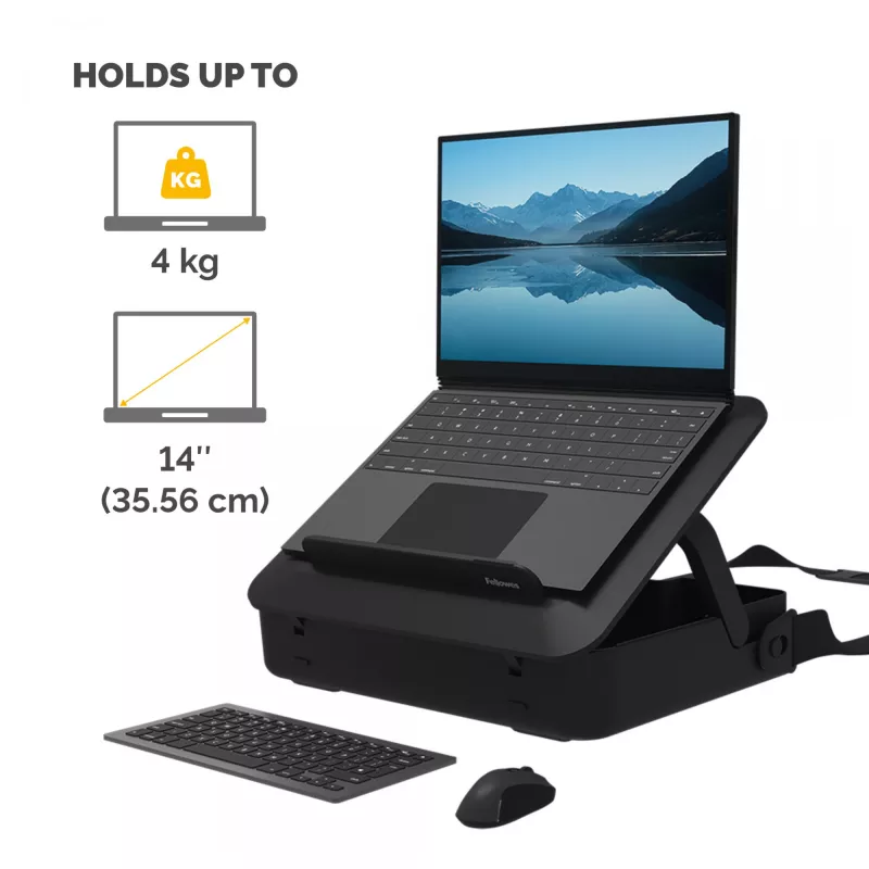 Fellowes Laptop Carry Case with Built-in Laptop Stand - Breyta Lockable Laptop Carry Case for Hybrid Working & Laptops Up To 14 inch/4KG - Black