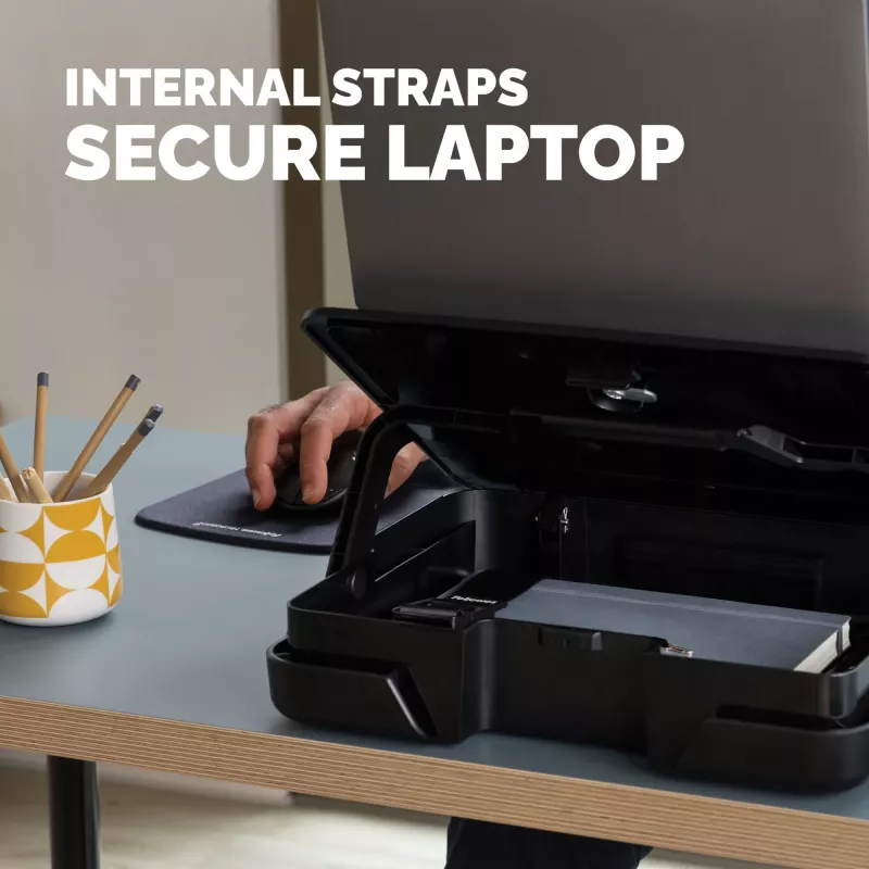 Fellowes Laptop Carry Case with Built-in Laptop Stand - Breyta Lockable Laptop Carry Case for Hybrid Working & Laptops Up To 14 inch/4KG - Black