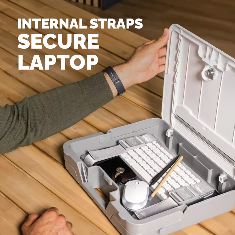 Fellowes Laptop Carry Case with Built-in Laptop Stand - Breyta Lockable Laptop Carry Case for Hybrid Working & Laptops Up To 14 inch/4KG - White