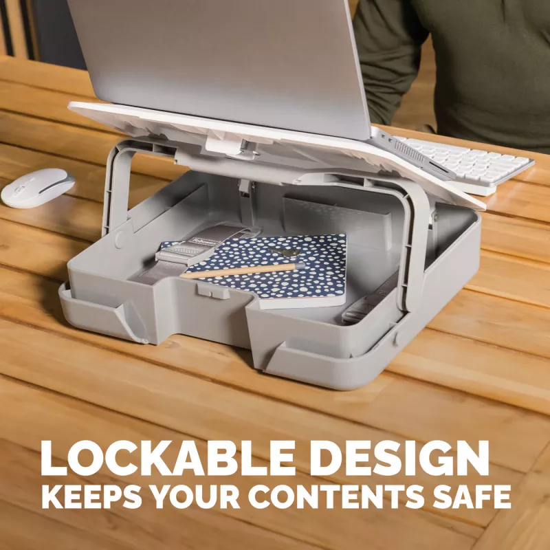 Fellowes Laptop Carry Case with Built-in Laptop Stand - Breyta Lockable Laptop Carry Case for Hybrid Working & Laptops Up To 14 inch/4KG - White