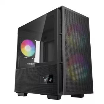 PC case DeepCool CH360 DIGITAL Micro Tower, tempered glass, microATX/Mini-ITX, front 2x140mm, built-in display, USB-C