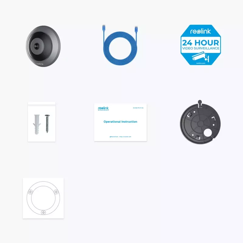 IP security camera Reolink Fisheye P520 6MP dome, 2560×2560, 180° fisheye, PoE/DC, microSD up to 256 GB