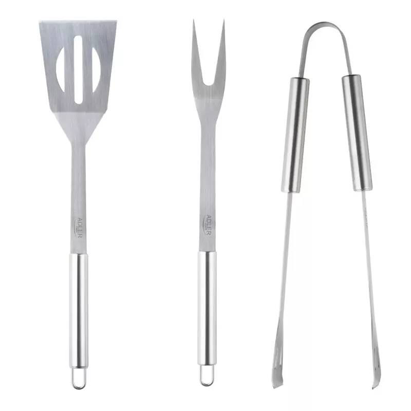Grill cutlery set Adler AD 6728 — 3 pieces, stainless steel skewers and fork