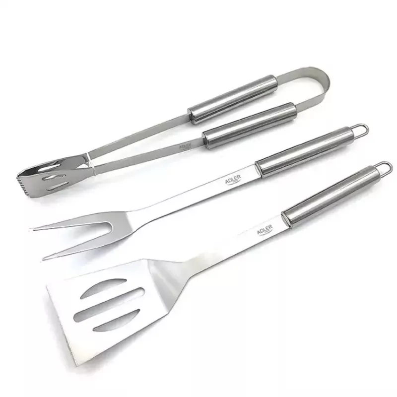 Grill cutlery set Adler AD 6728 — 3 pieces, stainless steel skewers and fork