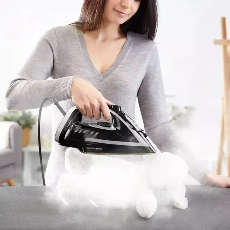 Tefal Puregliss FV8062E0 iron Dry & Steam iron Durilium AirGlide Autoclean soleplate 3000 W Black, Grey