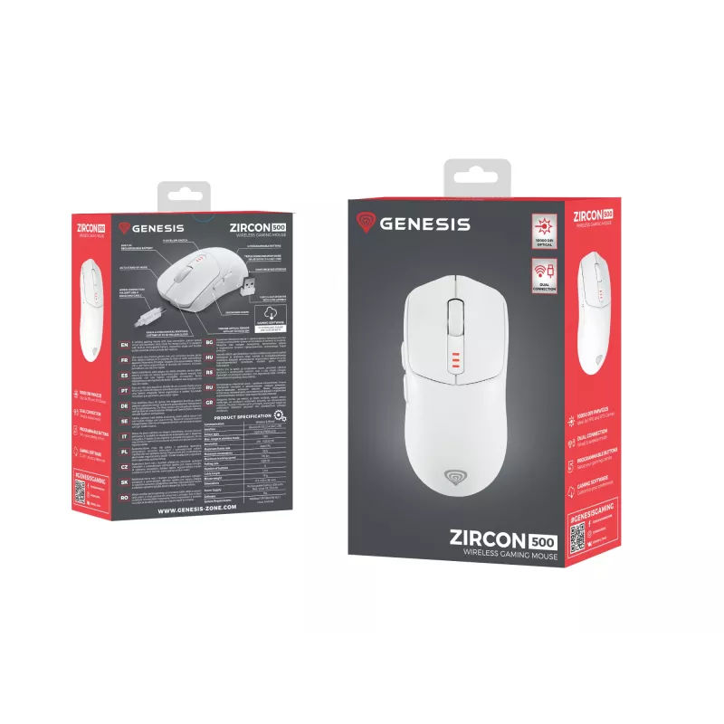 GENESIS Zircon 500 mouse Gaming Right-hand RF Wireless + Bluetooth + USB Type-C Optical 10000 DPI