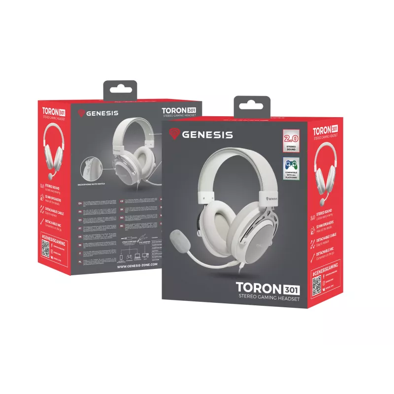 GENESIS Toron 301 Headset Wired Head-band Gaming White