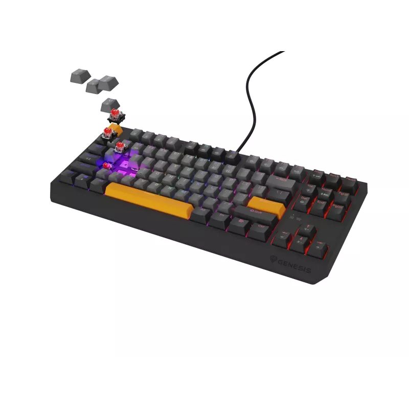 GENESIS Thor 230 TKL keyboard Gaming USB + RF Wireless + Bluetooth QWERTY Black, Grey, Orange
