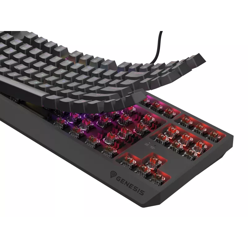 Mechanical gaming keyboard Genesis Thor 230 TKL — Tenkeyless, US QWERTY, Outemu Brown switches, RGB, 1000 Hz, USB