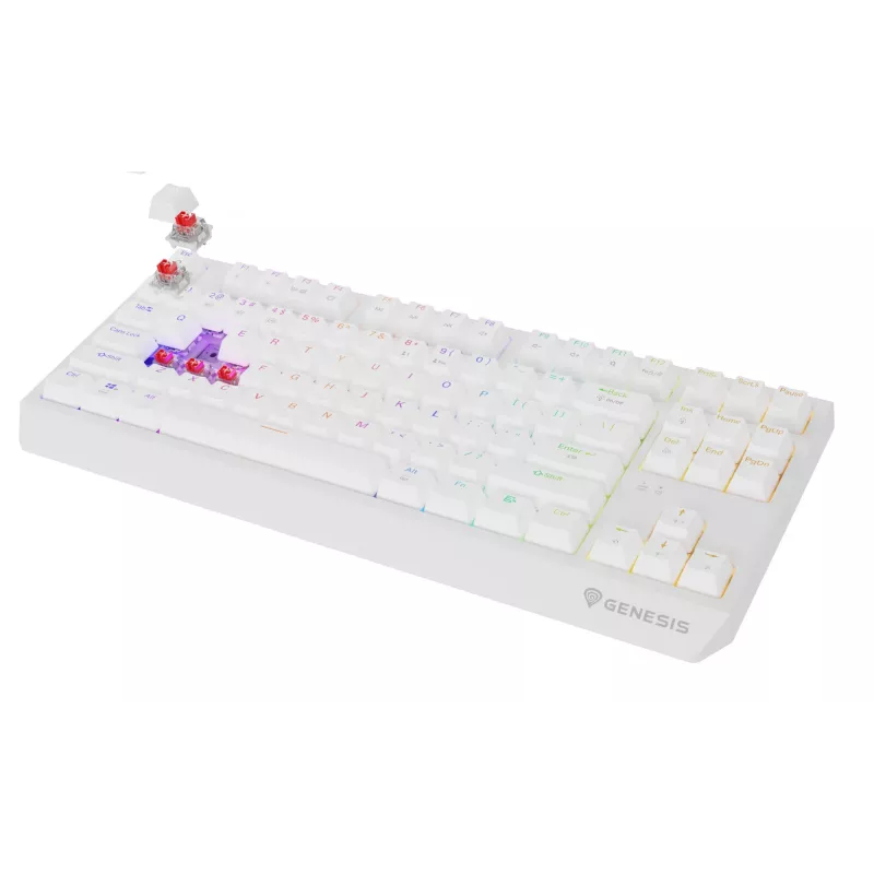 Tenkeyless gaming keyboard GENESIS Thor 230 TKL — USB, RF Wireless, Bluetooth, QWERTY, White