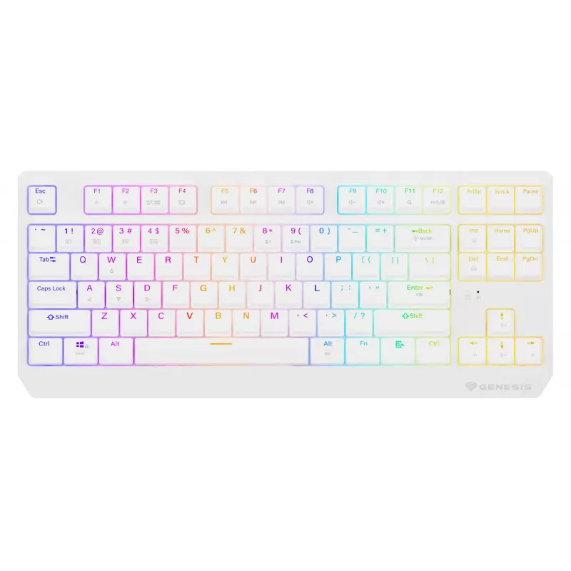 Tenkeyless gaming keyboard GENESIS Thor 230 TKL — USB, RF Wireless, Bluetooth, QWERTY, White