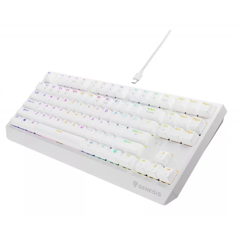 Tenkeyless gaming keyboard GENESIS Thor 230 TKL — USB, RF Wireless, Bluetooth, QWERTY, White