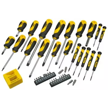 Manual screwdriver set STANLEY STHT0-62113 with Phillips, Robertson and Torx tips, magnetic tips, ergonomic grips