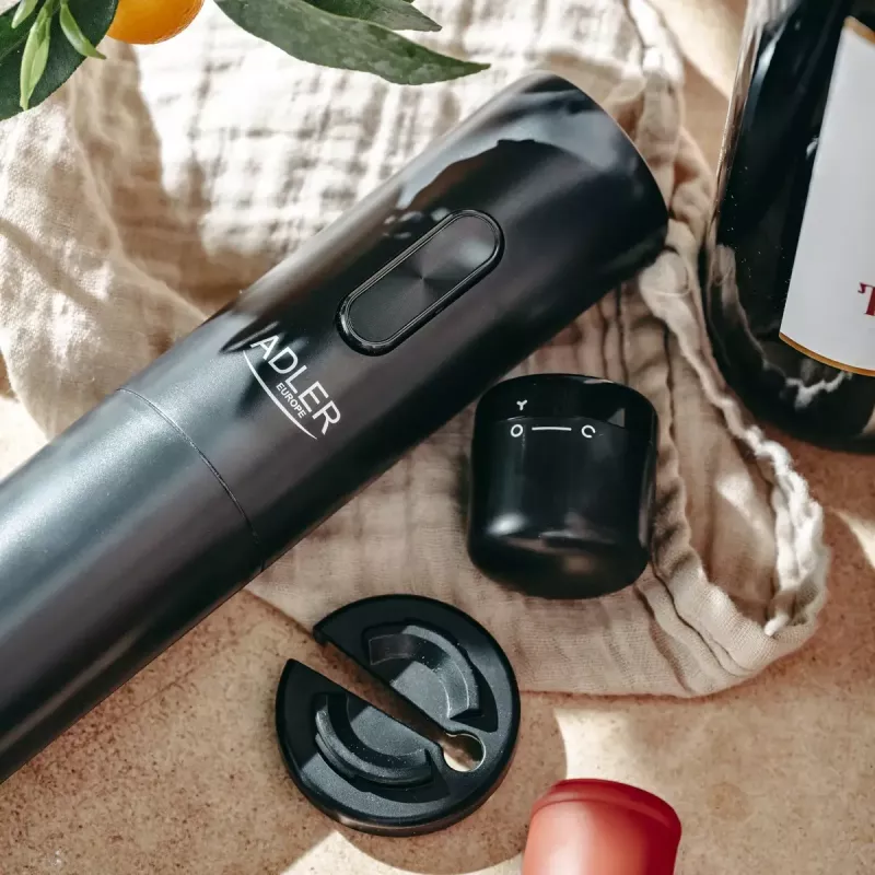 Electric wine opener Adler AD 4509 — cordless battery-operated bottle opener, black