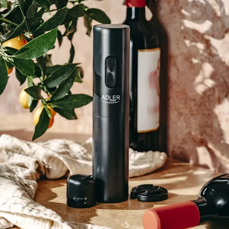Electric wine opener Adler AD 4509 — cordless battery-operated bottle opener, black