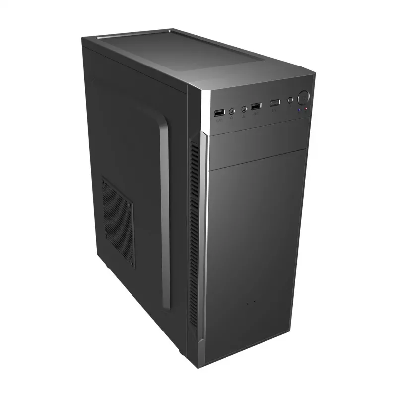 PC Case FSP CMT160 Midi Tower Black — supports ATX/µATX/ITX, 1×3.5 inch + 2×2.5 inch bays, 1×5.25 inch, USB 3.2 Gen1 Type-A, 173×370×410 mm