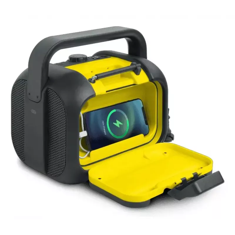 Worksite Radio Muse M-968 BTY — Analog FM, 40 W RMS, Bluetooth 10 m, Dustproof/Shockproof, Black/Yellow