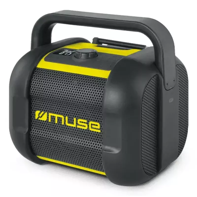 Worksite Radio Muse M-968 BTY — Analog FM, 40 W RMS, Bluetooth 10 m, Dustproof/Shockproof, Black/Yellow