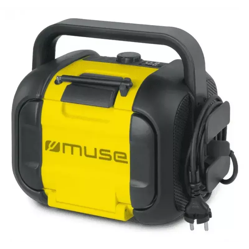 Worksite Radio Muse M-968 BTY — Analog FM, 40 W RMS, Bluetooth 10 m, Dustproof/Shockproof, Black/Yellow