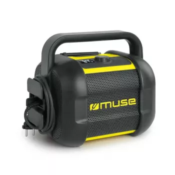 Worksite Radio Muse M-968 BTY — Analog FM, 40 W RMS, Bluetooth 10 m, Dustproof/Shockproof, Black/Yellow
