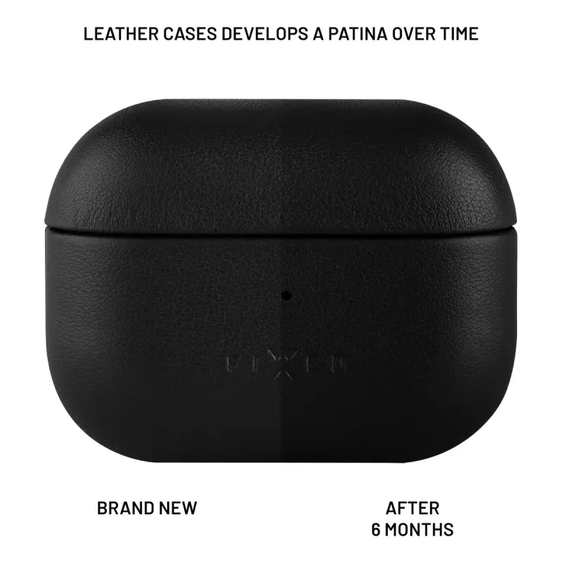 Protective leather case FIXED FIXLPM-999-BK for earbuds with MagSafe support, black