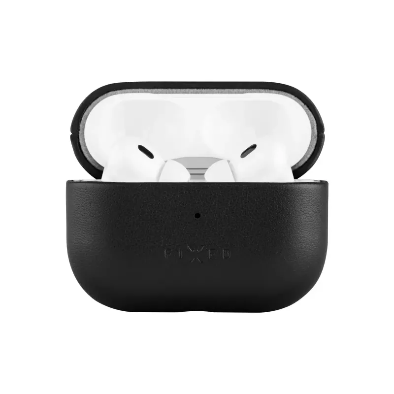 Protective leather case FIXED FIXLPM-999-BK for earbuds with MagSafe support, black