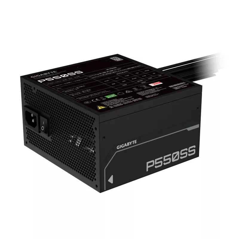 GIGABYTE P550SS Power Supply - PCIe 5.0, 80 PLUS Silver, 120mm Fan, ATX 3.0 compatible, EU Plug