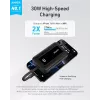 Anker Zolo 10000mAh portable battery, 30W ultra-fast charging, integrated USB-C cable, black