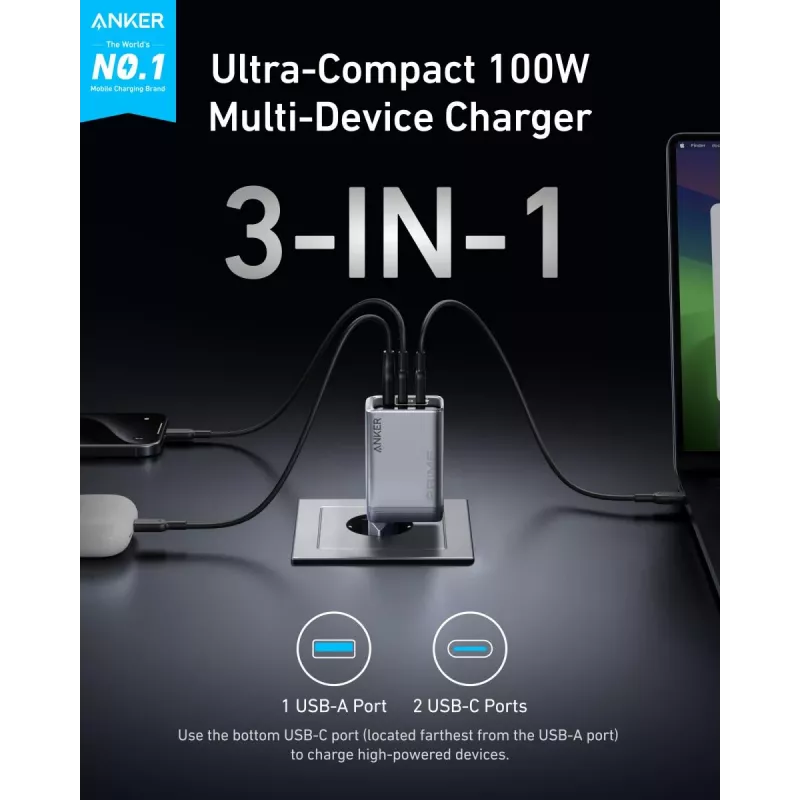 Mobile device charger Anker A2688341 Universal Black AC Indoor 110-240V 1 USB 2.0 2 USB-C