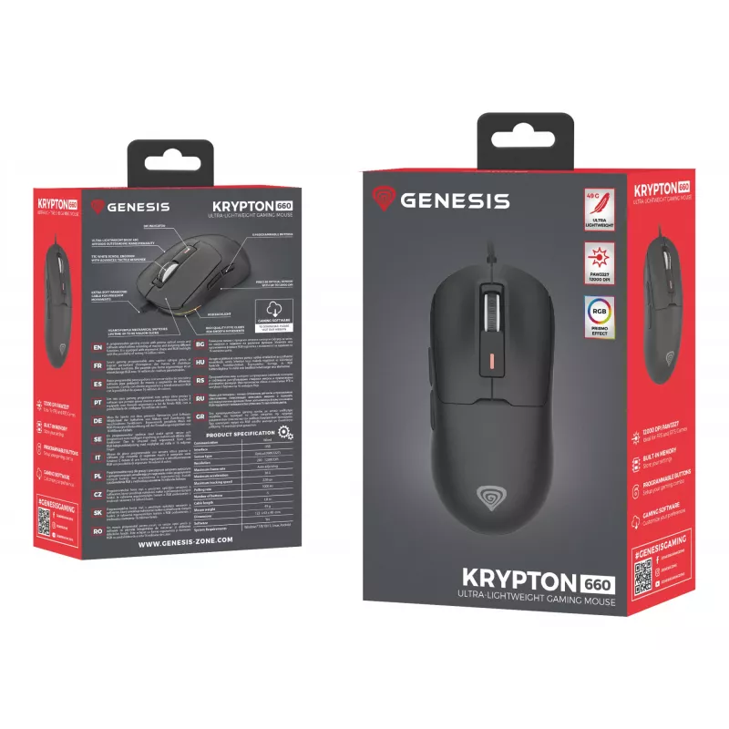 GENESIS Krypton 660 mouse Gaming Right-hand USB Type-A Optical 12000 DPI