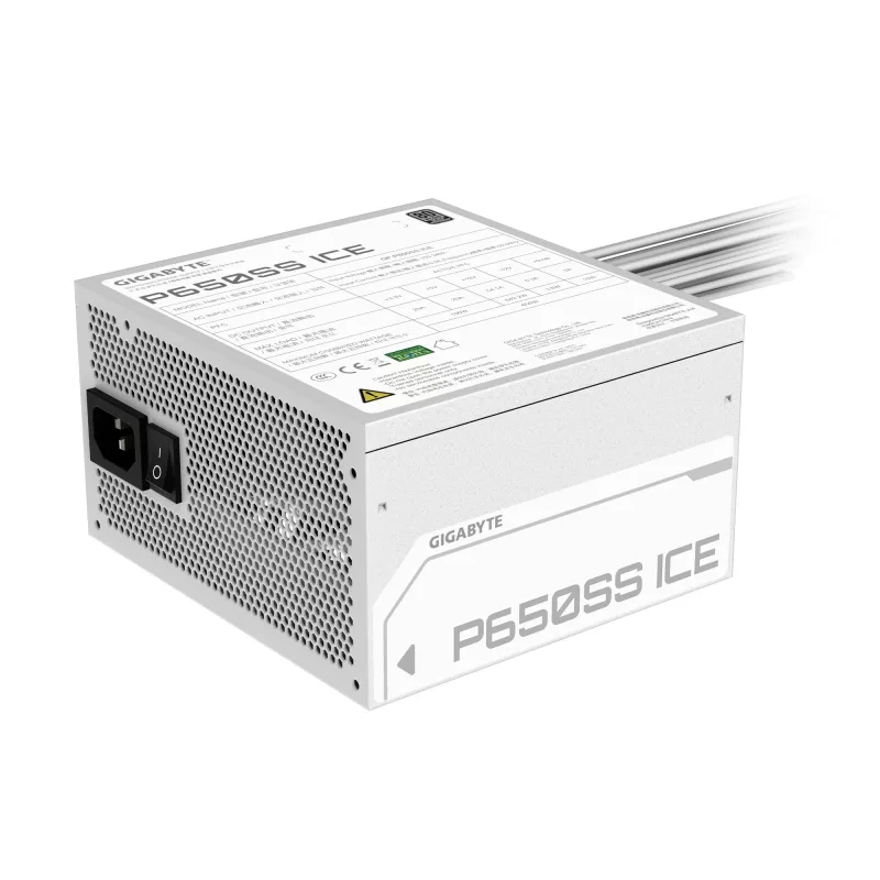 GIGABYTE P650SS ICE Power Supply - PCIe 5.0, 80 PLUS Silver, 120mm Fan, ATX 3.0 compatible, EU Plug