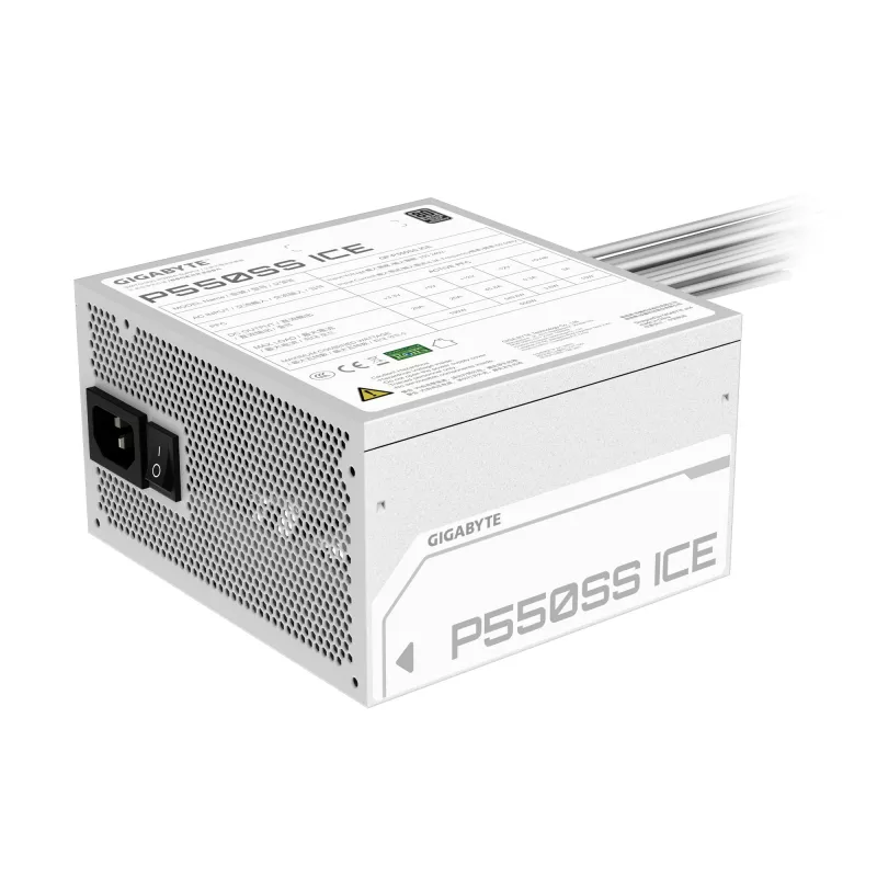 GIGABYTE P550SS ICE Power Supply - PCIe 5.0, 80 PLUS Silver, 120mm Fan, ATX 3.0 compatible, EU Plug