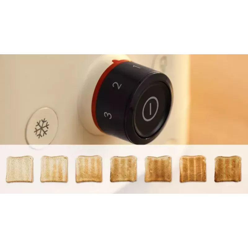Toaster Bosch Compact TAT3M127 — 2-slot beige plastic housing, compact design