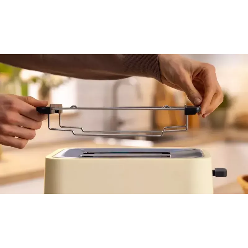 Toaster Bosch Compact TAT3M127 — 2-slot beige plastic housing, compact design