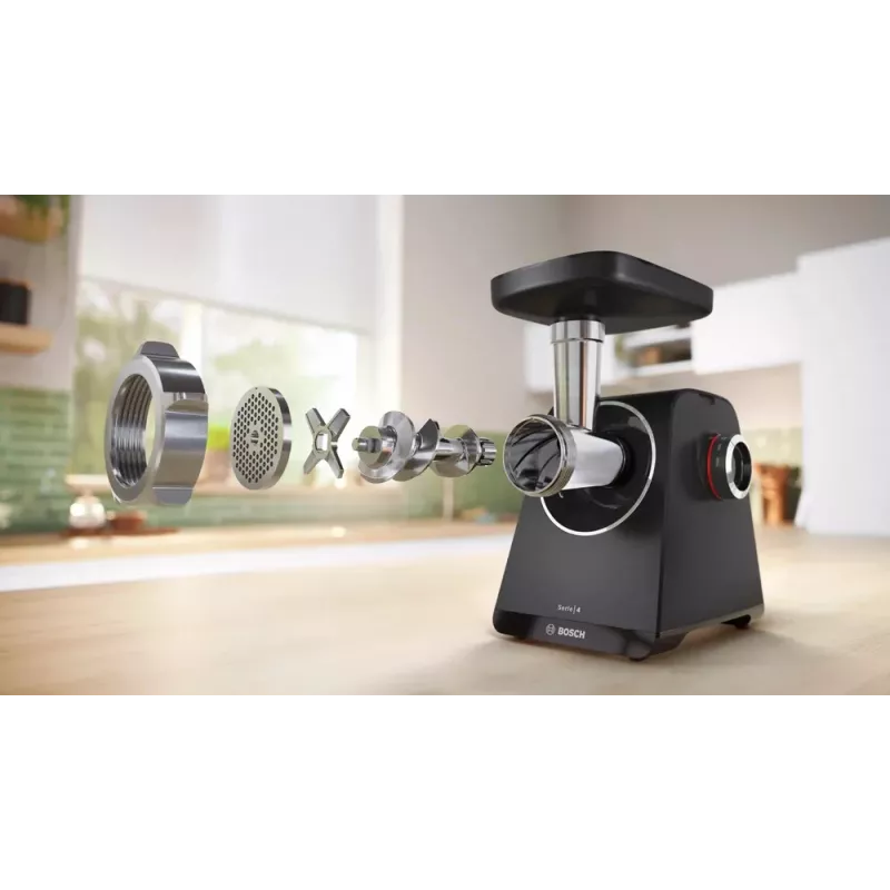 Meat grinder Bosch MFWS430B — 1900 W, 2 speeds, 2.5 kg/min, Black/Silver, 4.3 kg