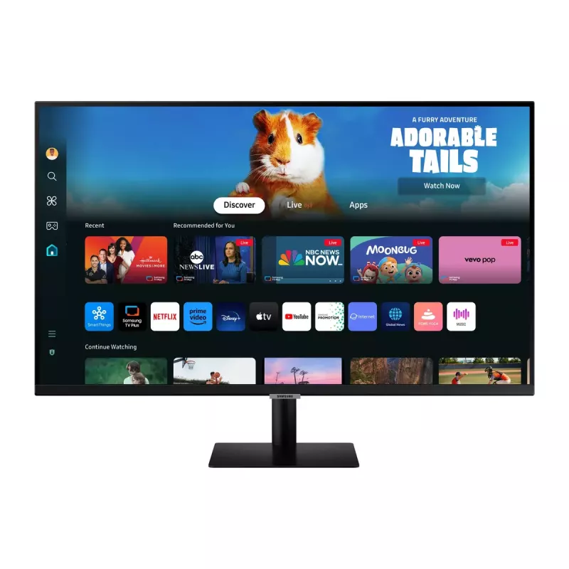 27 inch Samsung M50D monitor — 27 inch Full HD (1920×1080), VA LED, 4 ms, 178° viewing angle, built-in speakers, USB hub, VESA, black