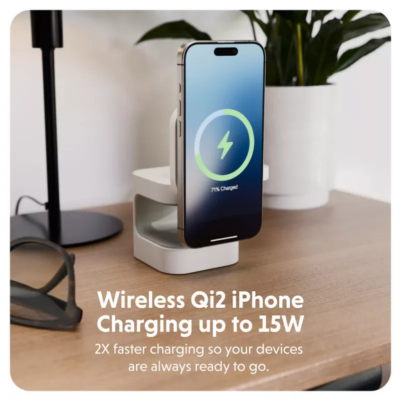 Targus HJ3320WHGL mobile device charger Headphones, Smartphone, Smartwatch White USB Wireless charging Fast charging Indoor
