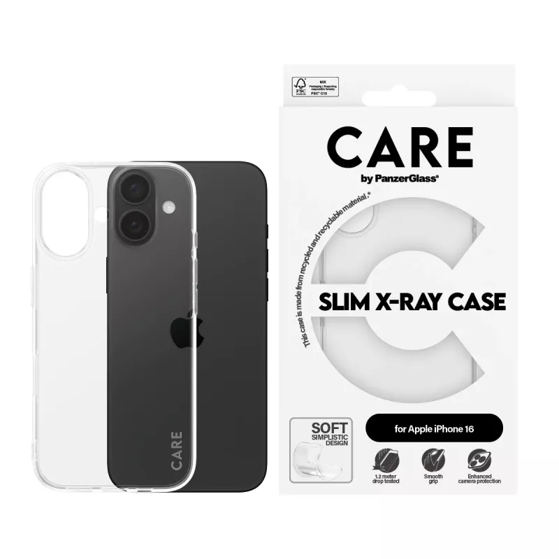 PanzerGlass CARE™ by ® X-Ray Case iPhone 16, Cover, Apple, Apple - iPhone 16, Transparent