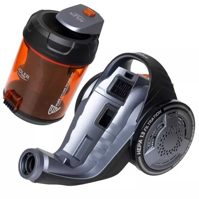 Bagless vacuum cleaner Adler AD 7065 — 700W, 1.6 L dust container, HEPA, 9 m radius, Black/Red