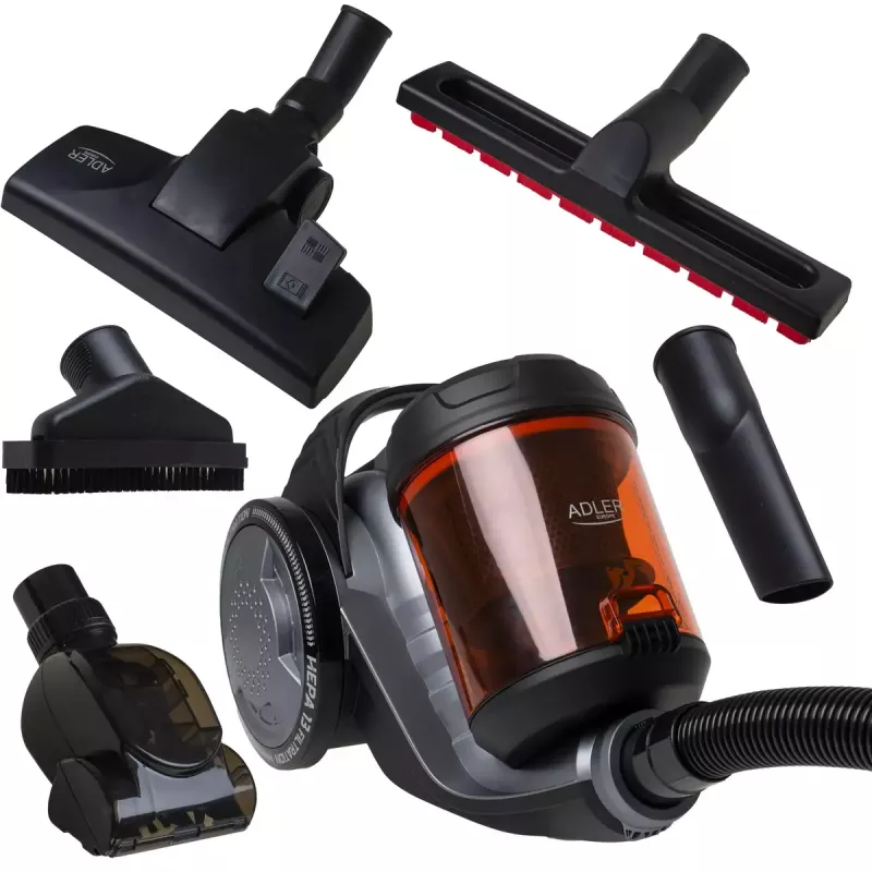 Bagless vacuum cleaner Adler AD 7065 — 700W, 1.6 L dust container, HEPA, 9 m radius, Black/Red