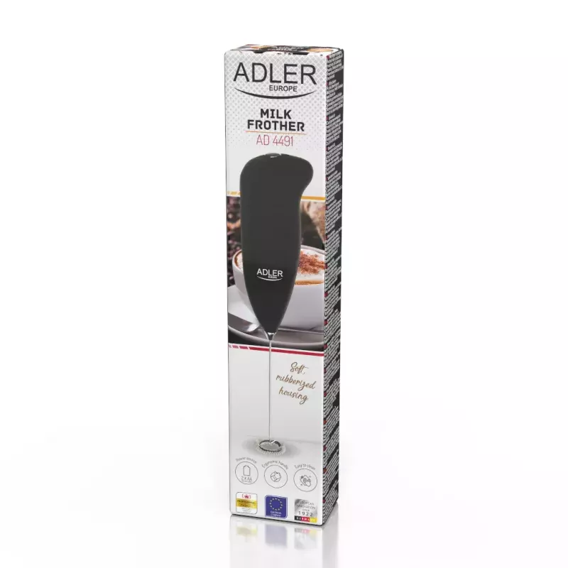Handheld electric milk frother Adler AD 4491 Black stainless steel whisk