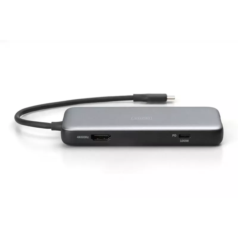 DIGITUS USB-C docking station, 7-port - HDMI / 2x USB-A 3.2 Gen 2 / GbE / SD / MicroSD - 100W USB Power Delivery