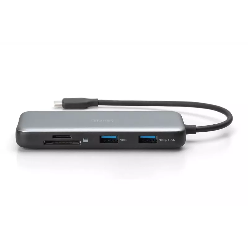 DIGITUS USB-C docking station, 7-port - HDMI / 2x USB-A 3.2 Gen 2 / GbE / SD / MicroSD - 100W USB Power Delivery