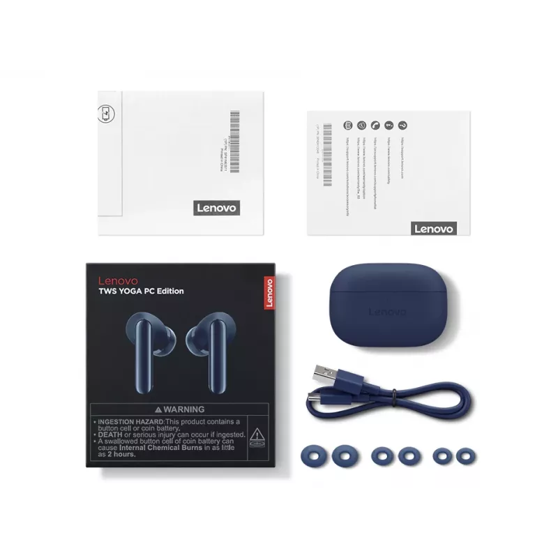 Headphones Lenovo YOGA PC Edition True Wireless Stereo (TWS) In-ear for Calls and Music, USB‑C, Blue, 20–20000 Hz, 10 m range