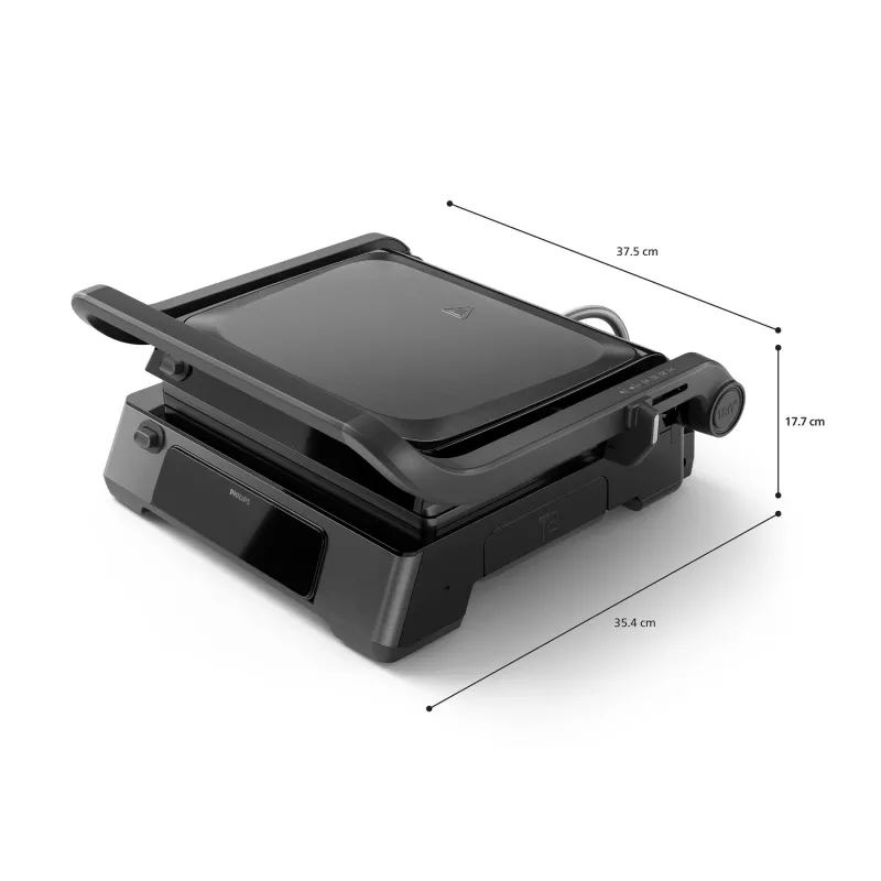 Philips 7000 series Contact Grill, Black, Rectangular, Touch, 220 °C, Hinged lid, Locking lid, 180°