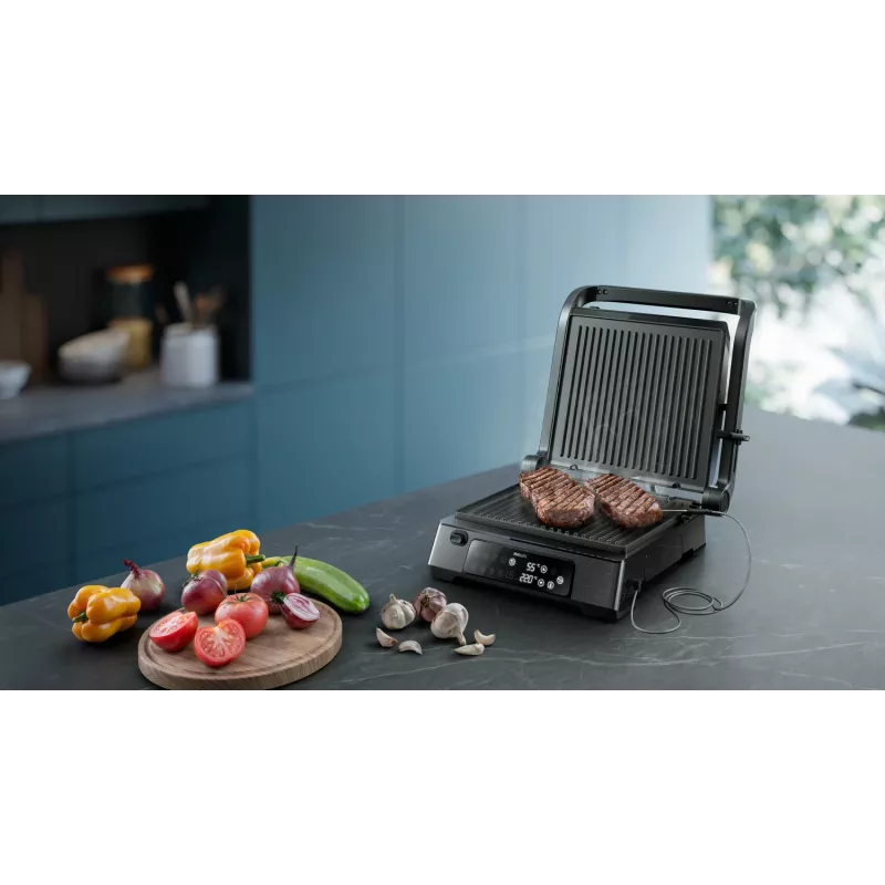 Philips 7000 series Contact Grill, Black, Rectangular, Touch, 220 °C, Hinged lid, Locking lid, 180°